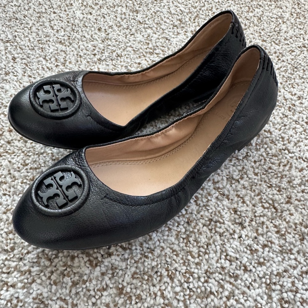 Tory Burch Black Leather Women's Flats